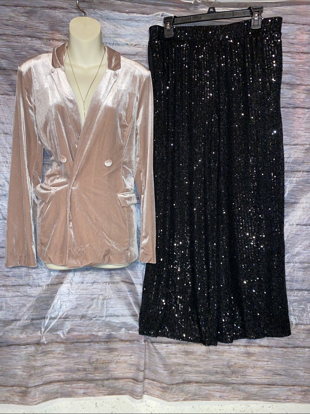 Maurices Black Sequin Wide-Leg Pants